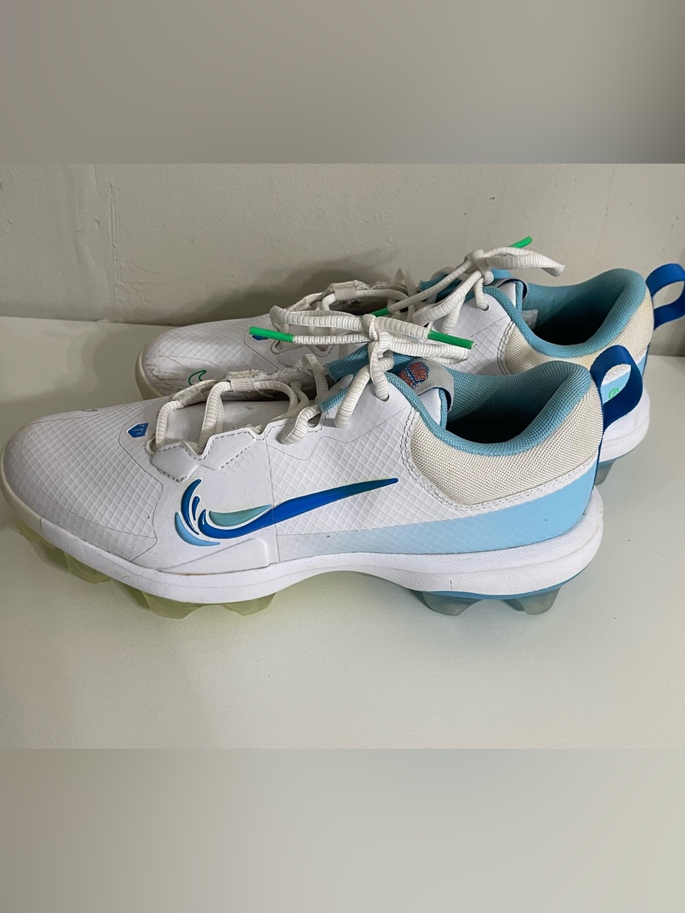Nike Trout 9 Pro MCS Men’s White/Light Blue Baseball “Fresh Pack” Cleats Size 9